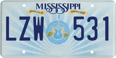 MS license plate LZW531