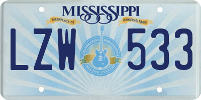 MS license plate LZW533