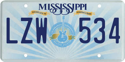 MS license plate LZW534