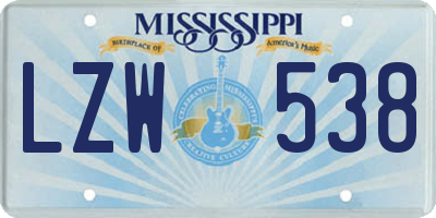 MS license plate LZW538
