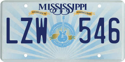 MS license plate LZW546