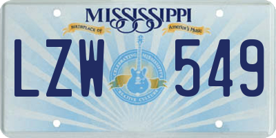 MS license plate LZW549