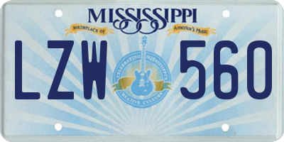 MS license plate LZW560