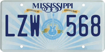 MS license plate LZW568