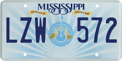MS license plate LZW572