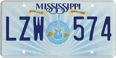 MS license plate LZW574