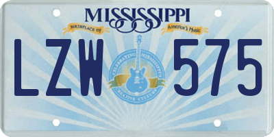 MS license plate LZW575