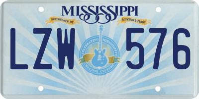 MS license plate LZW576