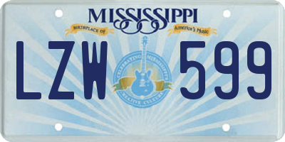 MS license plate LZW599