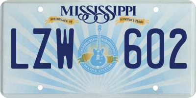 MS license plate LZW602