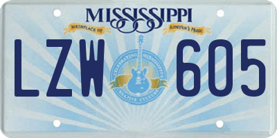 MS license plate LZW605