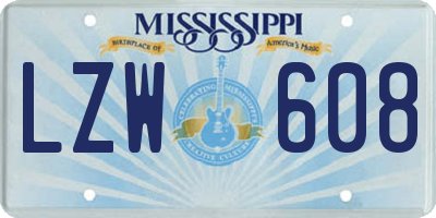 MS license plate LZW608