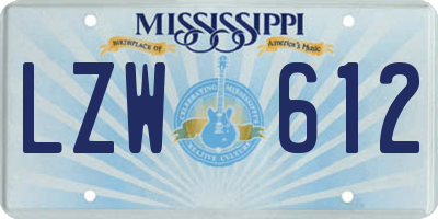 MS license plate LZW612