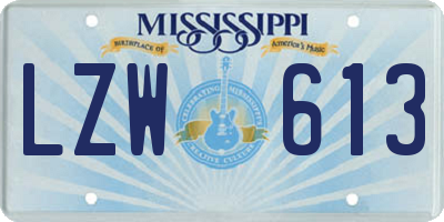 MS license plate LZW613