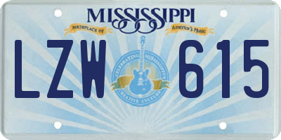 MS license plate LZW615