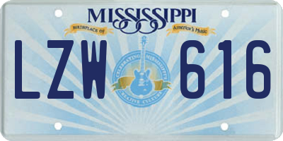 MS license plate LZW616