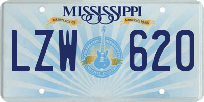 MS license plate LZW620