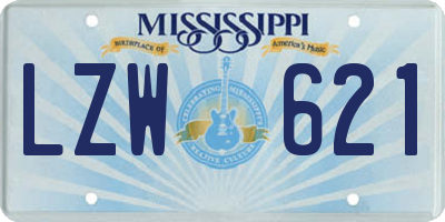 MS license plate LZW621