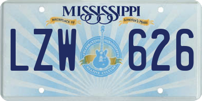 MS license plate LZW626