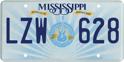 MS license plate LZW628