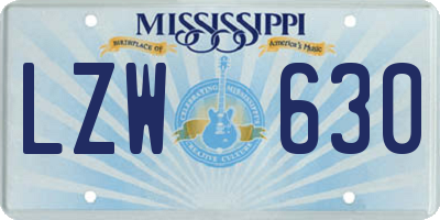MS license plate LZW630