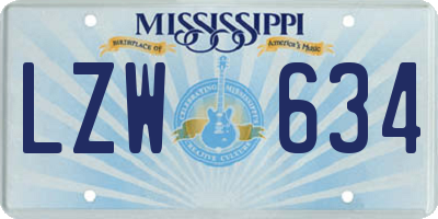 MS license plate LZW634