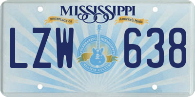MS license plate LZW638