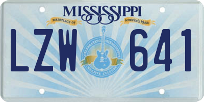 MS license plate LZW641