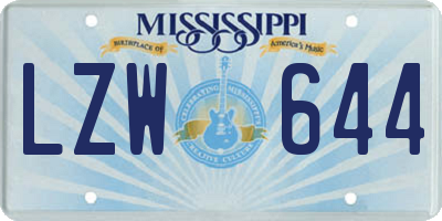 MS license plate LZW644