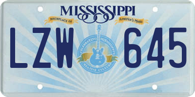 MS license plate LZW645
