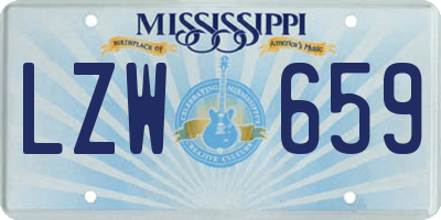 MS license plate LZW659