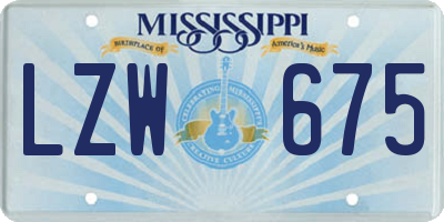 MS license plate LZW675