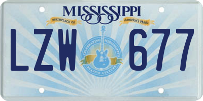 MS license plate LZW677