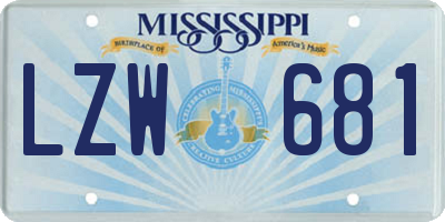 MS license plate LZW681