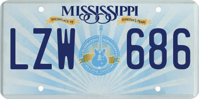 MS license plate LZW686
