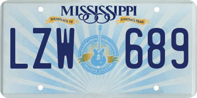 MS license plate LZW689