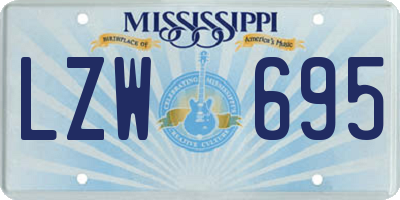 MS license plate LZW695