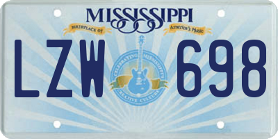 MS license plate LZW698
