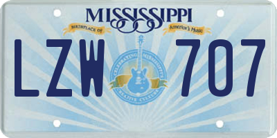 MS license plate LZW707
