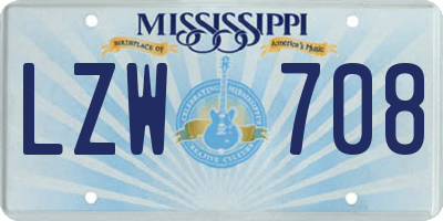 MS license plate LZW708