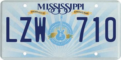 MS license plate LZW710