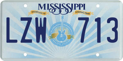 MS license plate LZW713