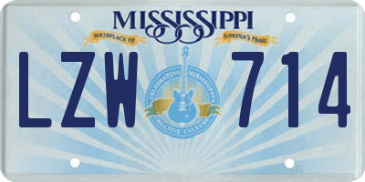 MS license plate LZW714