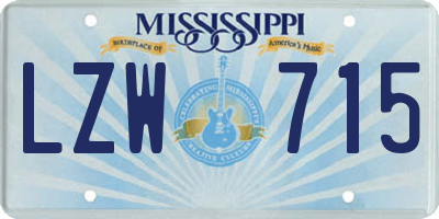 MS license plate LZW715