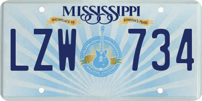 MS license plate LZW734
