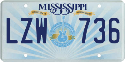 MS license plate LZW736