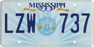 MS license plate LZW737