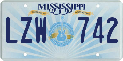 MS license plate LZW742
