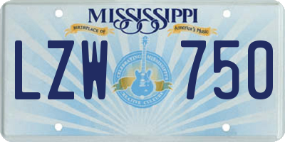 MS license plate LZW750