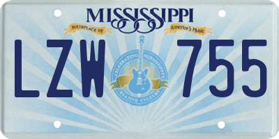 MS license plate LZW755